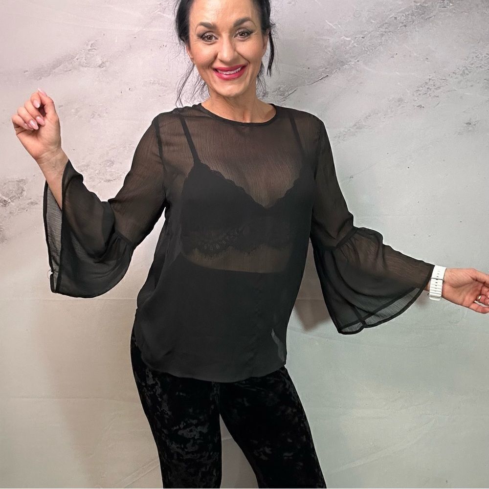 Lulus semi sheer blouse top